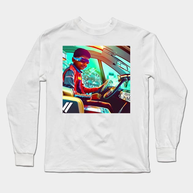 Cyber Boy Race Car Driver Long Sleeve T-Shirt by emiliapapaya